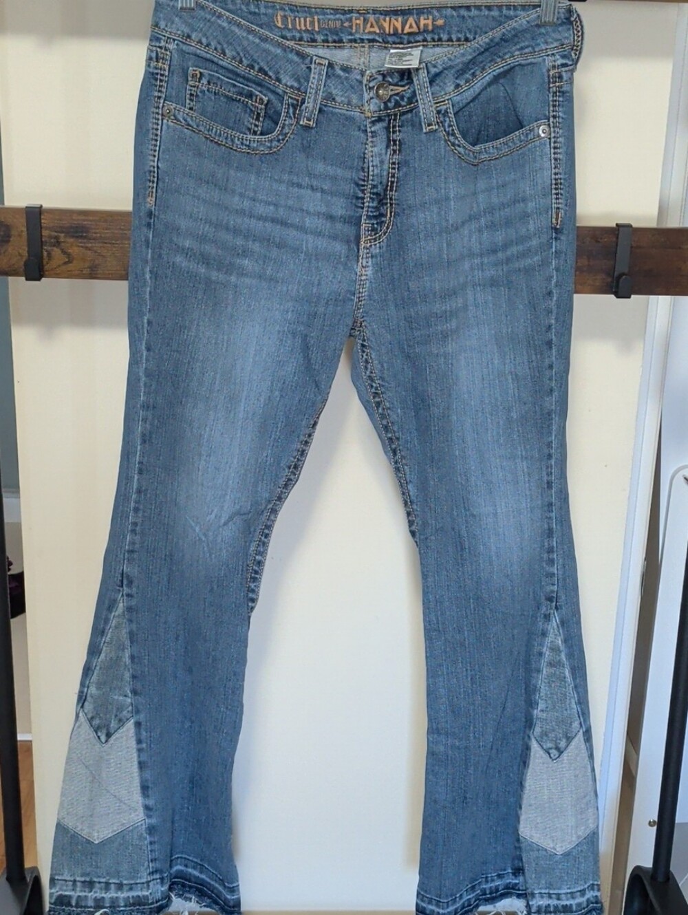 Hannah Light Blue Patchwork Flare Jeans Cruel Denim